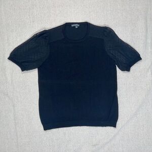 Adrianna Papell  Black Short Puff Sleeve Sweater Top - Medium